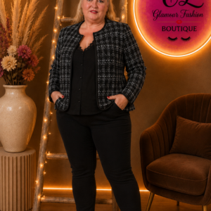 Veste Tweed Noir - Grande taille