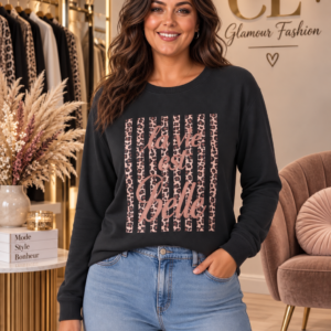 Pull sweat col rond "La vie est Belle" - Noir - TU1 du 36-42