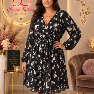 Robe courte imprimé Fleuri - Noire - TU1 du 36-42