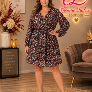 Robe courte imprimé Fleuri - Noire - TU2 du 42-48