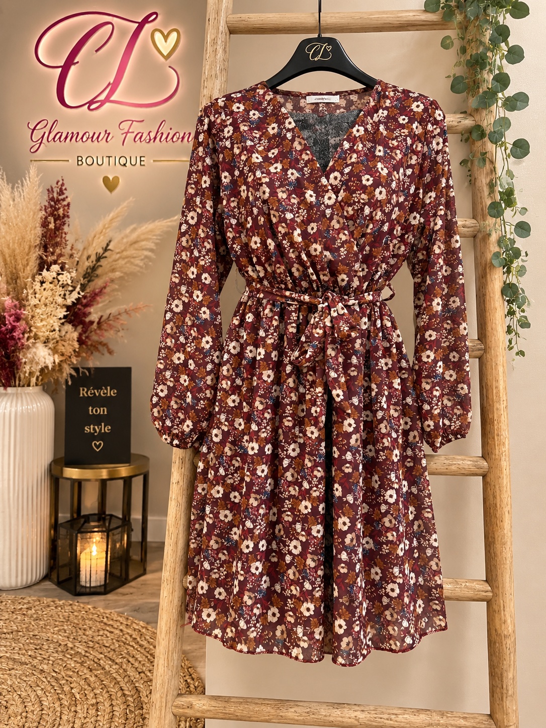 Robe courte imprimé Fleuri - Bordeaux - TU2 du 42-48 – Image 2