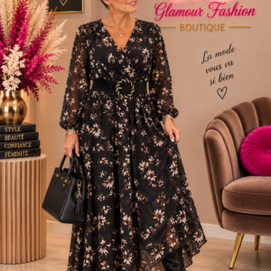 Robe longue imprimé Fleuri - Noire - TU2 du 42-48