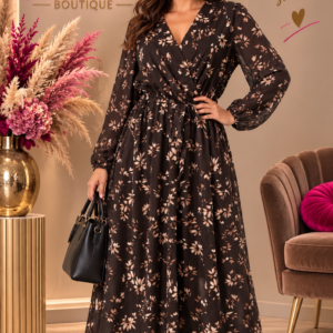Robe longue imprimé Fleuri - Chocolat - TU2 du 42-48