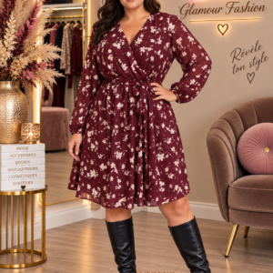Robe courte imprimé Fleuri - Bordeaux - TU1 du 36-42