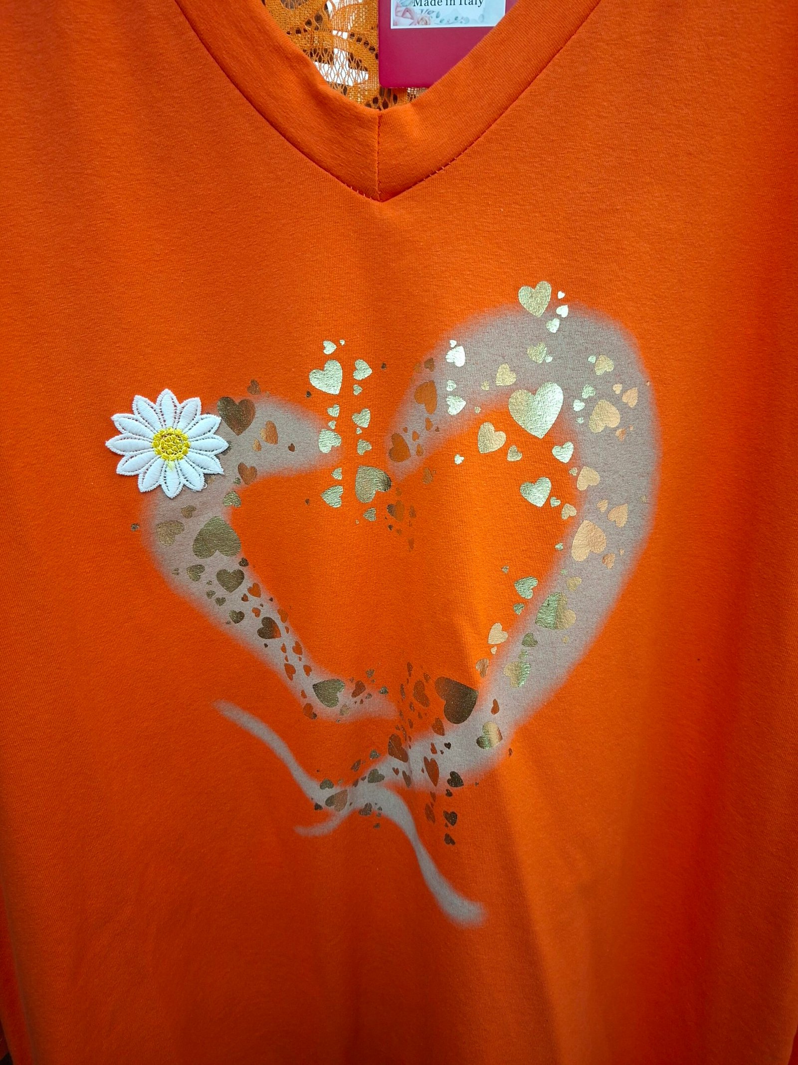 Tee shirt Coeur dos dentelle - Orange - TU GT du 46 au 52 – Image 3