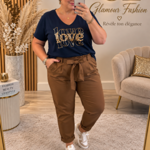 Pantalon carotte taille haute - Camel foncé - TU2 du 42-48/50