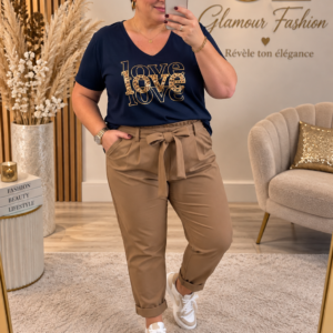 Pantalon carotte taille haute - Camel clair - TU2 du 42-48/50