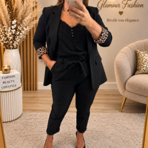 Pantalon carotte taille haute - Noir - TU1 du 36 au 42