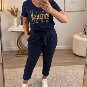 Pantalon carotte taille haute - Marine - TU1 du 36 au 42
