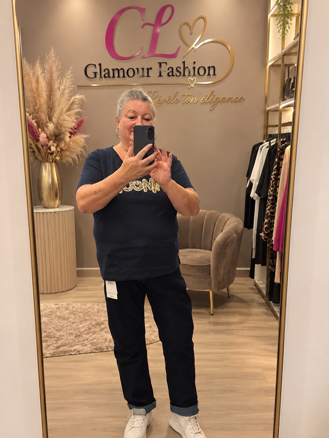 Jean Mom Fit avec ceinture - GT - Denim brut