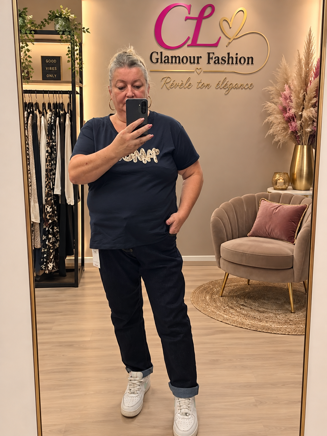 Jean Mom Fit avec ceinture - GT - Denim brut – Image 3
