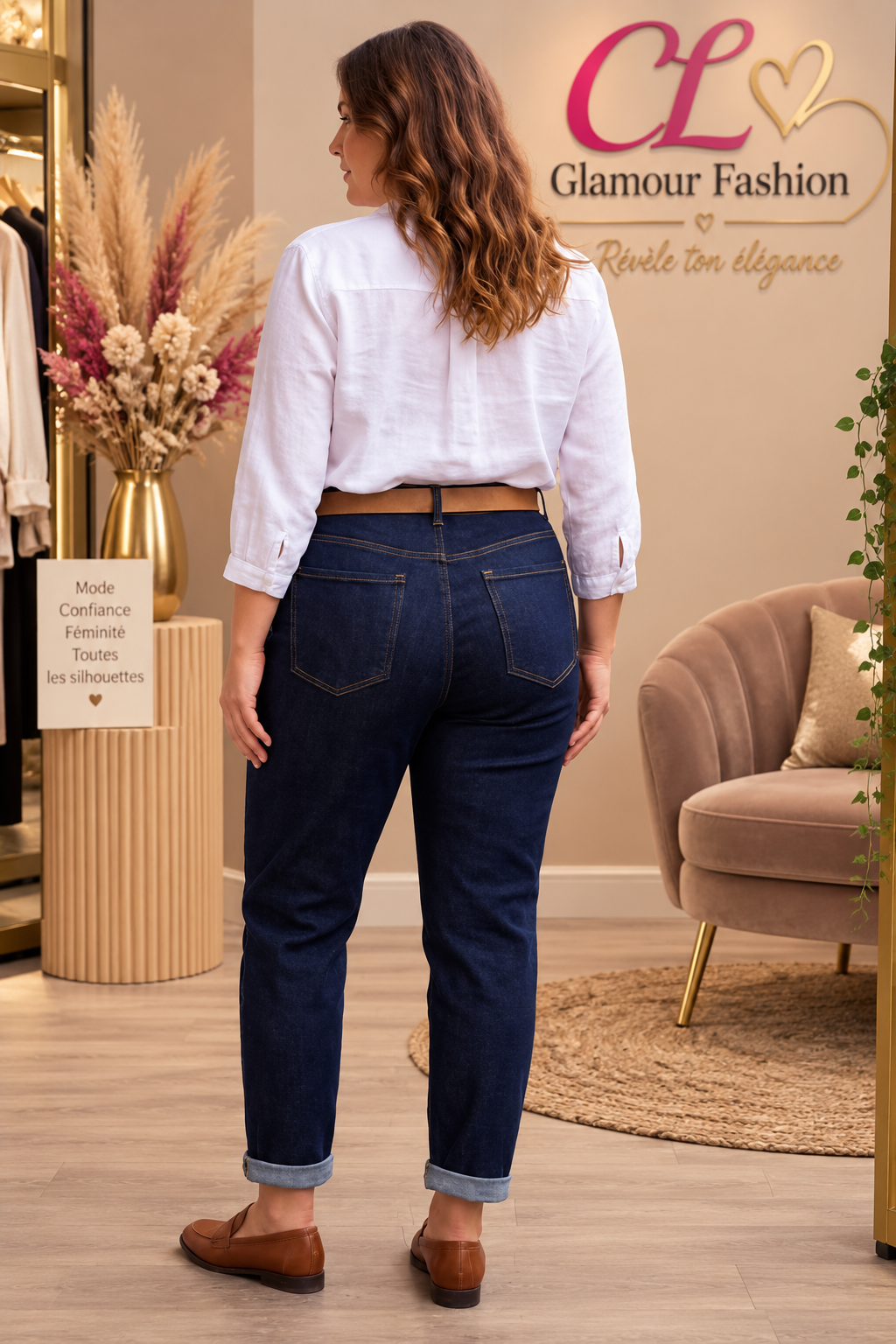 Jean Mom Fit avec ceinture - GT - Denim brut – Image 5