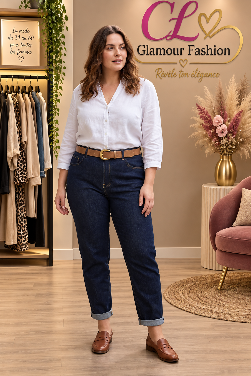 Jean Mom Fit avec ceinture - GT - Denim brut – Image 4