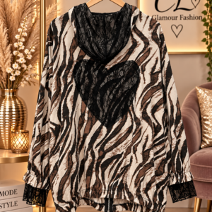 Veste zippée animalier Coeur dentelle - TU GT