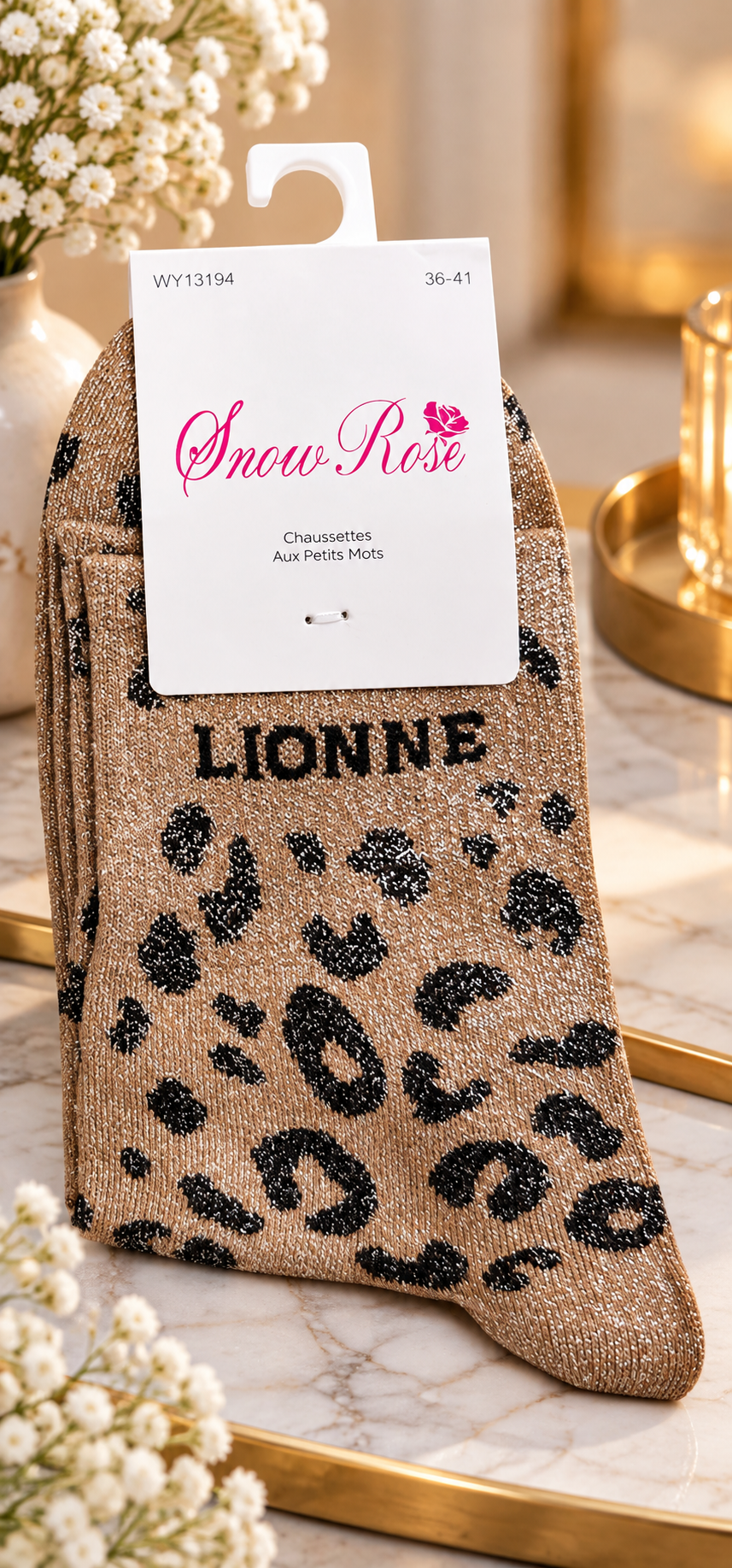 Chaussettes Pailletées Léopard « LIONNE » - T36-41 – Image 2