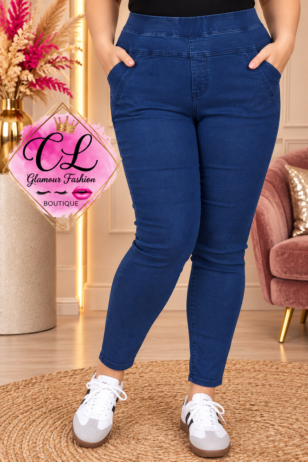 Legging strecht matière jean - Bleu Denim