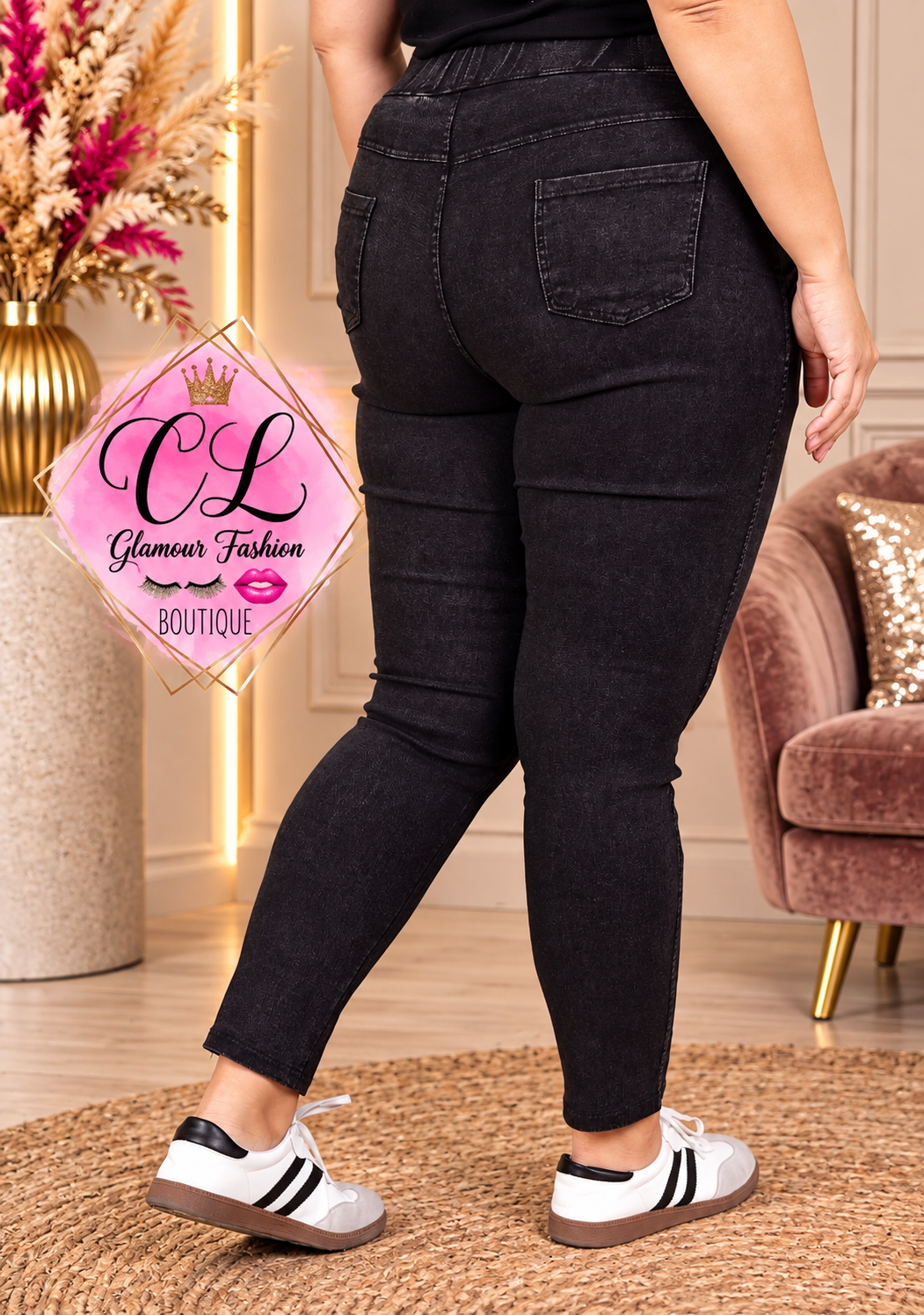 Legging strecht matière jean - Noir – Image 2