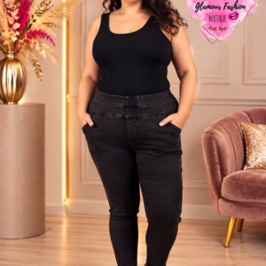 Legging strecht matière jean - Noir