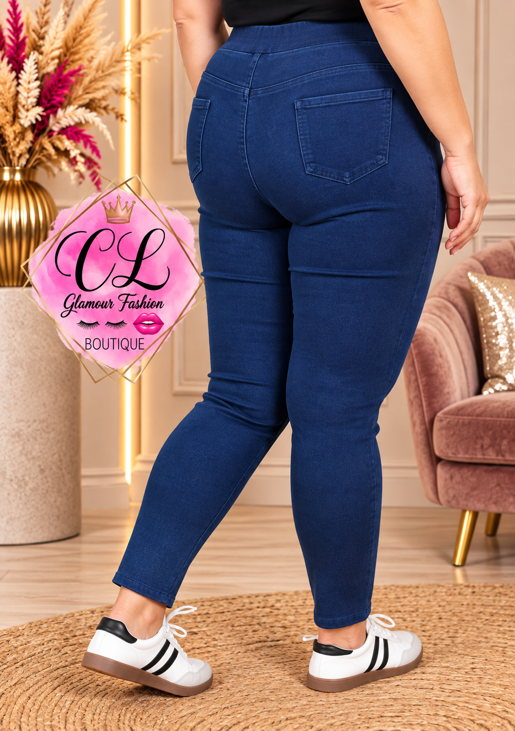 Legging strecht matière jean - Bleu Denim – Image 2