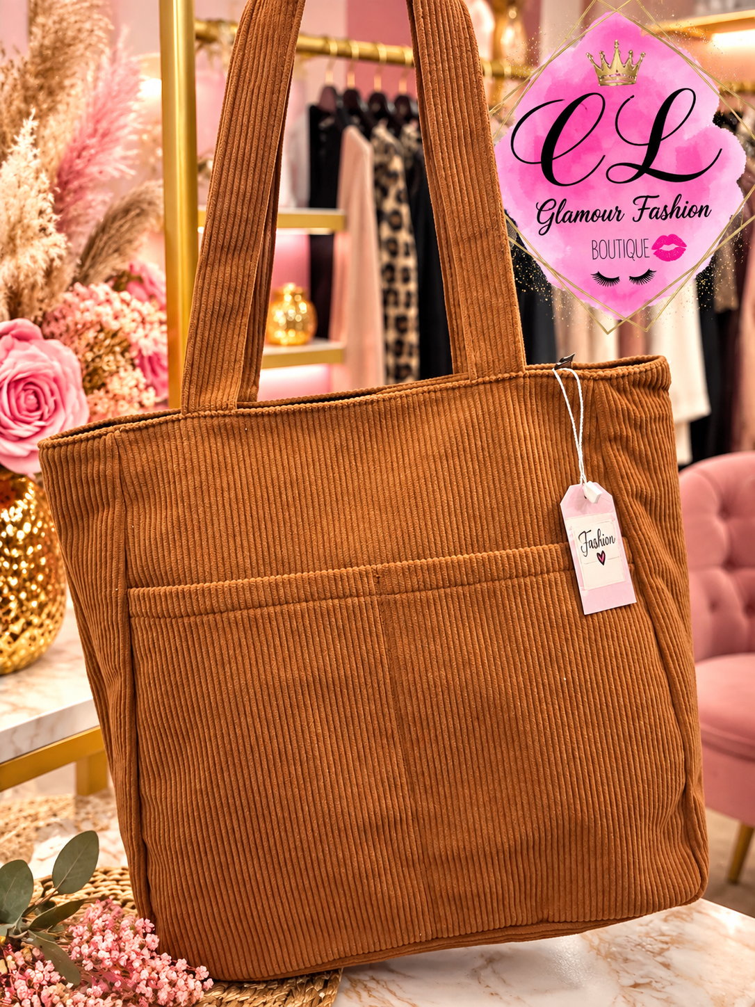Sac velours côtelé avec 2 grandes poches – Image 8