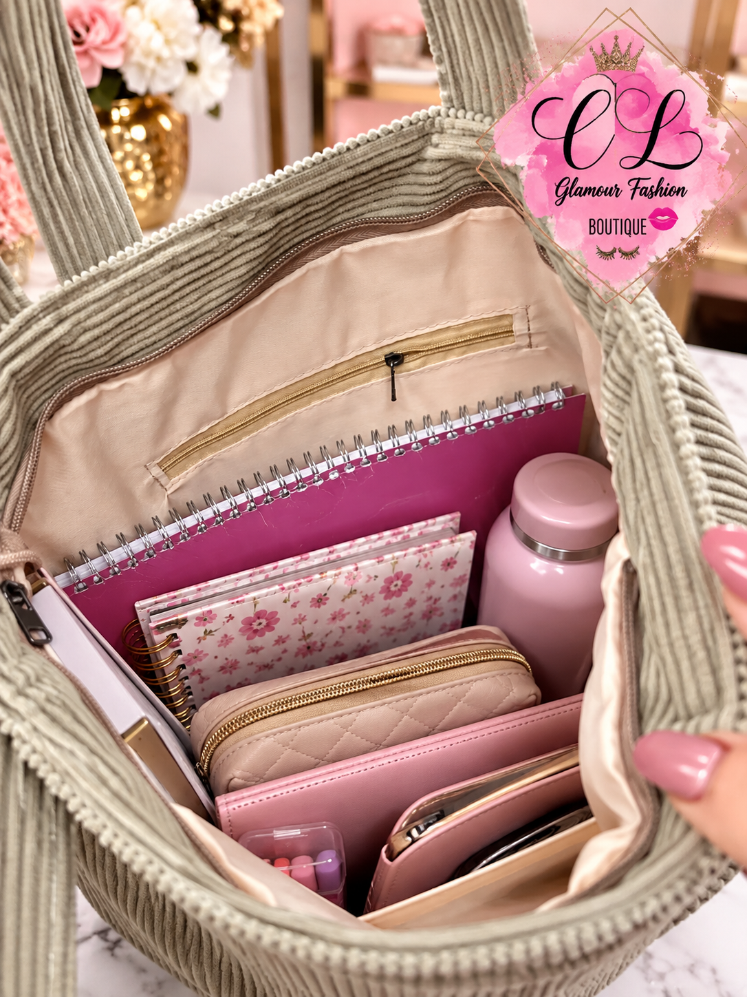 Sac velours côtelé avec 2 grandes poches – Image 4